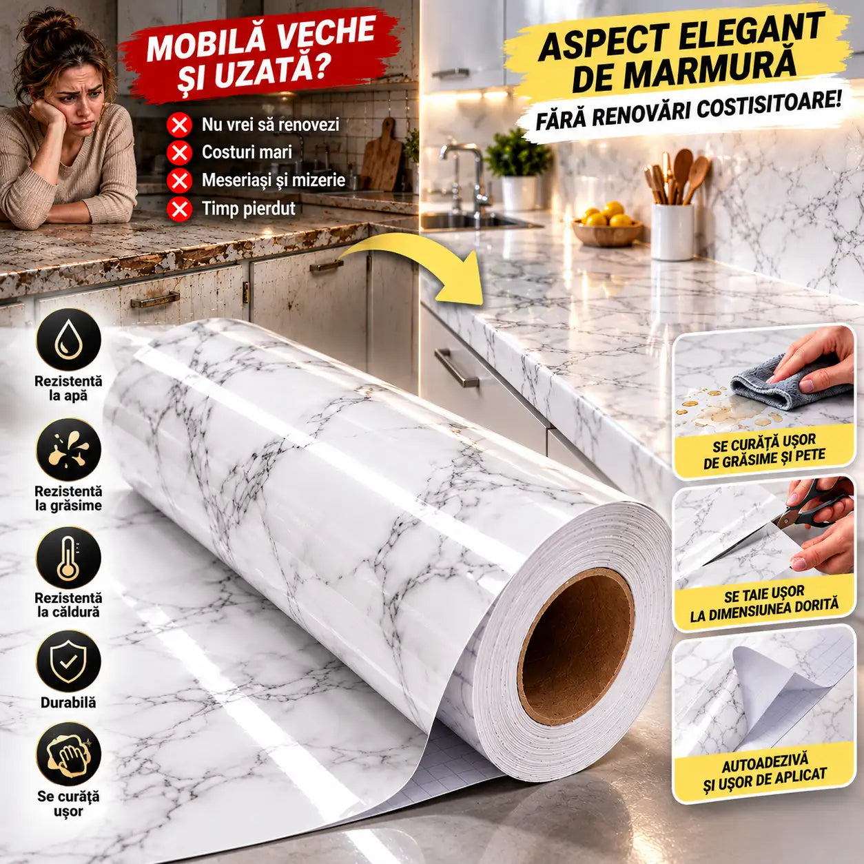 MarmoLux – Folie Autoadezivă cu Efect de Marmură