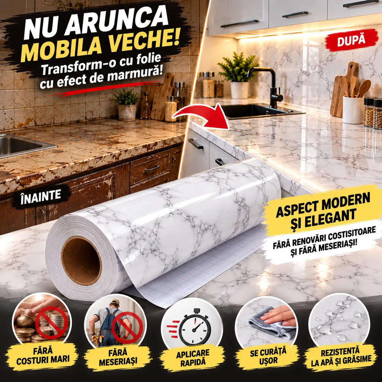 MarmoLux – Folie Autoadezivă cu Efect de Marmură