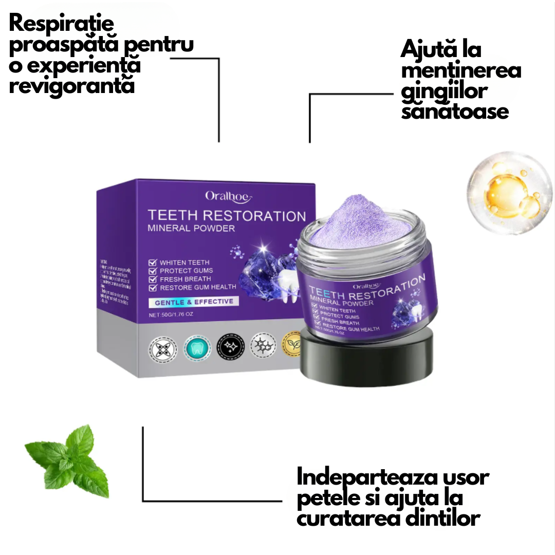 PurpleDent – Pudră Minerală Revoluționară pentru Albirea Dinților
