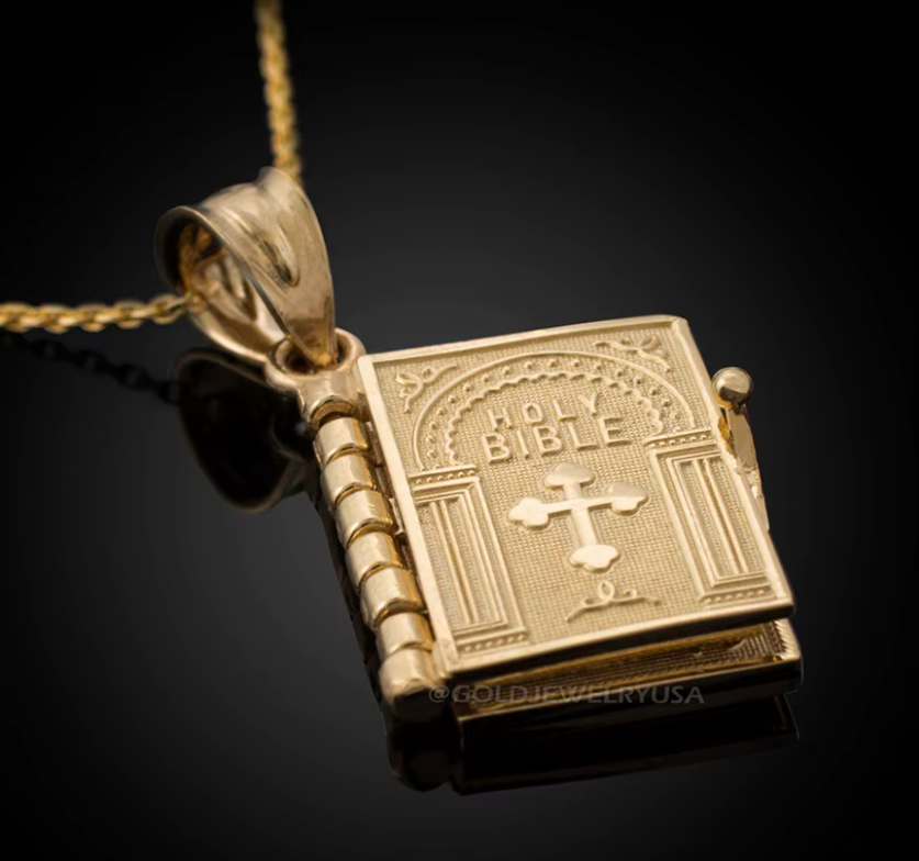 ✝️ Colier creștin cu Biblie în miniatură✝️