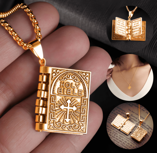 ✝️ Colier creștin cu Biblie în miniatură✝️