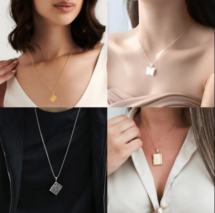 ✝️ Colier creștin cu Biblie în miniatură✝️